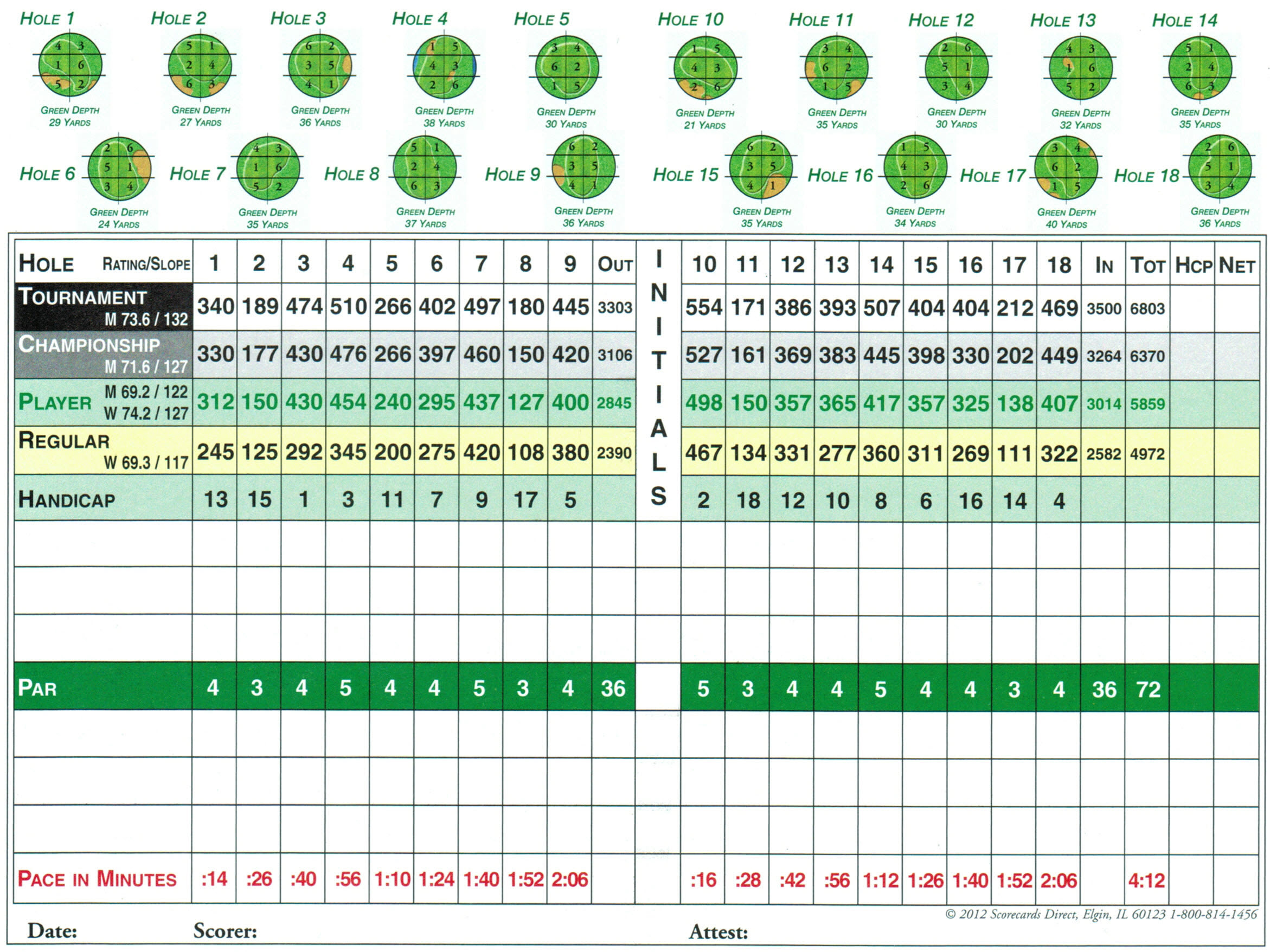 Scorecard - Lost Marsh Golf Course.